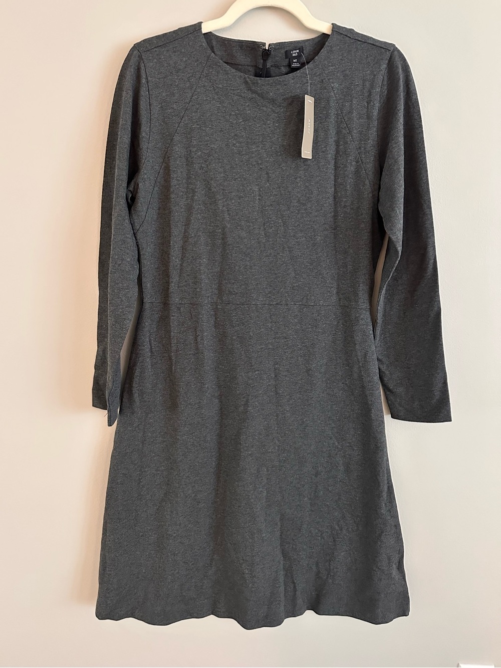NWT J.Crew 365 100% Cotton Fit & Flare Gray Knit Dress Medium Tall
